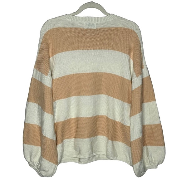 SABO Chunky Knit Slouchy Striped Balloon Sleeve Sweater - Picture 2 of 12